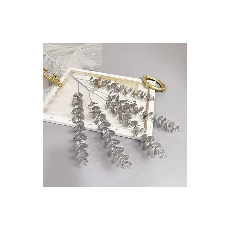 Flor Artificiales Tallos De Eucalipto De Plata Grande