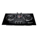 Cocina Encimera A Gas Placa Vidrio Templado 3 Platos Con Chi Negro