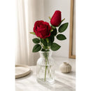 Vara De Rosa Artificial Ecodeco Boton Y Rosa Realista Tercio Rojo
