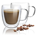Pack 2 Tazas Doble Pared Vidrio Termicas 350ml Cafe Te