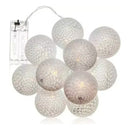 Guirnalda Luz Cálida Led 10 Esferas Decoración 2 Metros Blanco Bolas