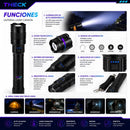 Linterna Led Theck Xy6099 Recargable Zoom De Largo Alcance Blanco Negro
