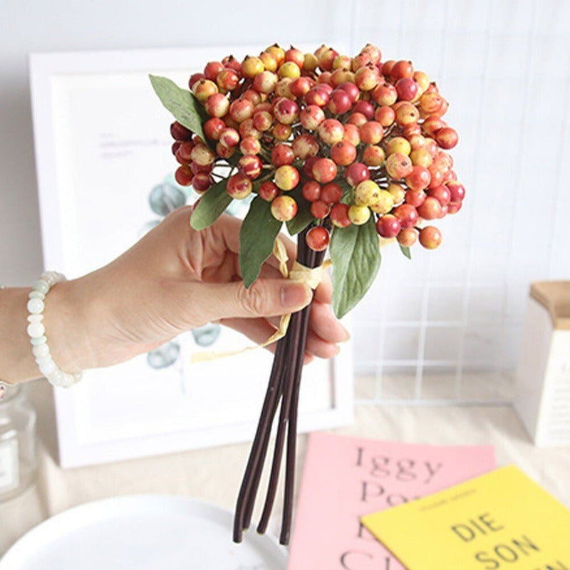 Bayas Ramas Flores Artificiales  Berry Tallos Frondoso