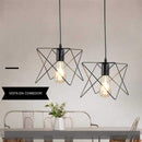 Lámpara Colgante Industrial Geométrica Metal Negra + Foco