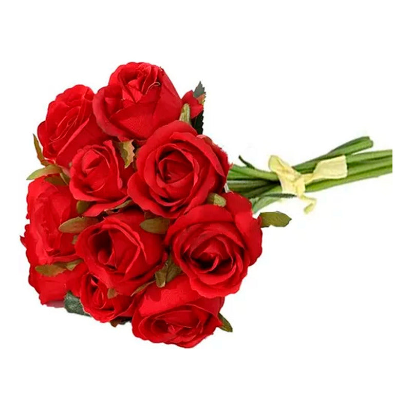 Ramo De Rosas Artificiales Flores Decoración Pitillo 4