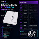 Calienta Cama Eléctrico Theck 2 Plazas 150x160 Cm 2 Niveles Blanco Thk-2plz
