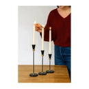 Set De 3 Porta Velas Candelabro Metálico Mónaco Negros Negro