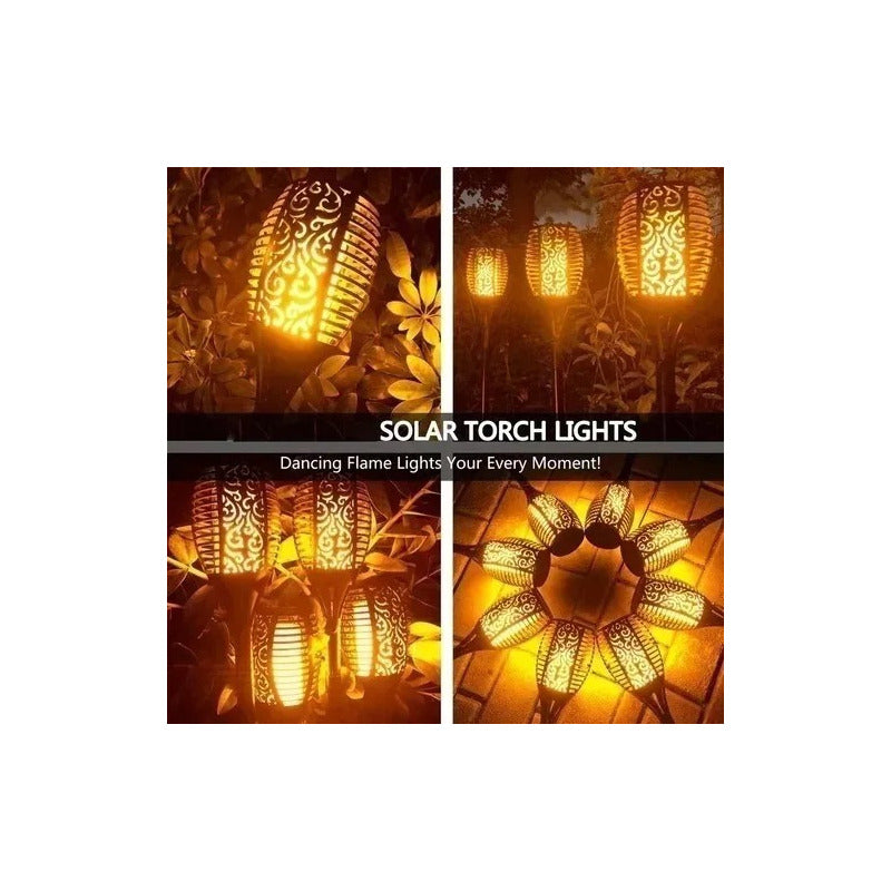 Lámpara De Antorcha Led Solar Para Jardín 4pcs Color Negro