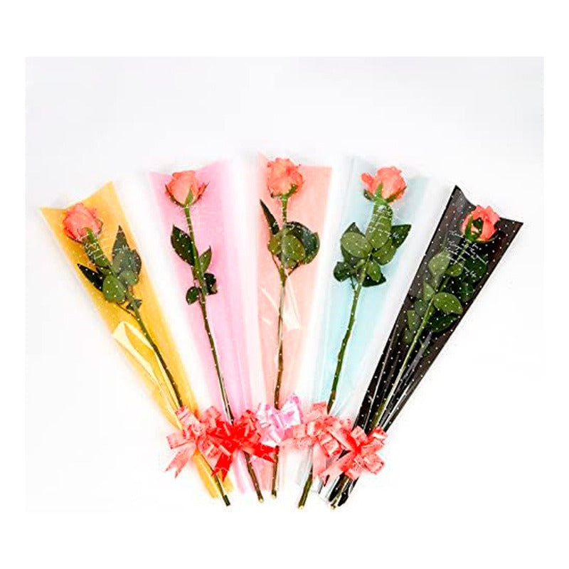 Pack 50 Und Manga Celofán Bolsa Para Flores Arreglos Floral