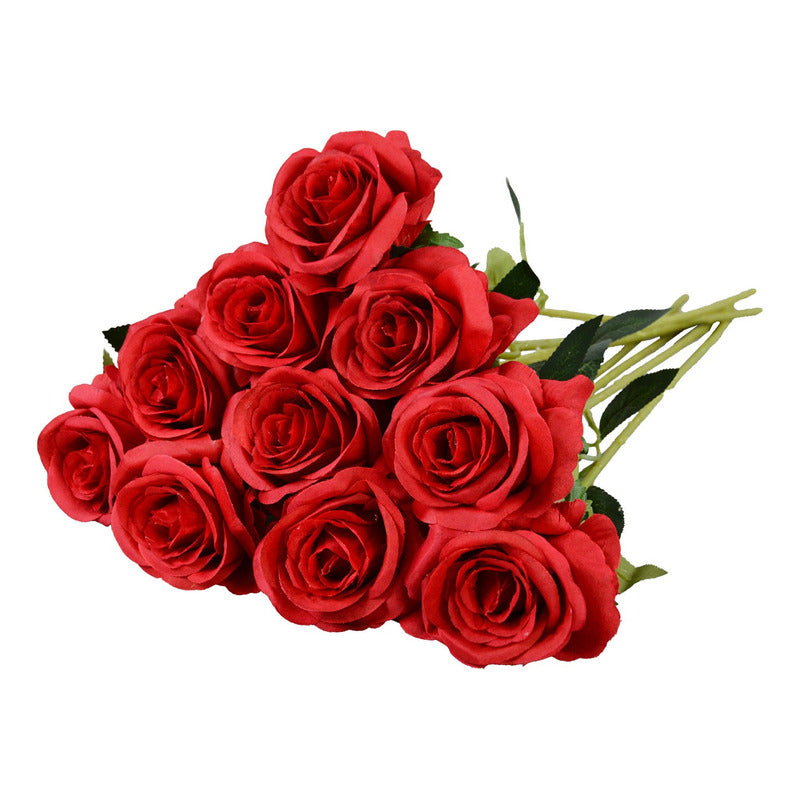 Rosas Decorativo Artificial Ramo Decoración Pack 6 Rosas