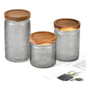 X3 Frasco De Vidrio 1010ml Thek Con Tapa De Madera Hermético Transparente
