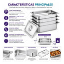 4 Bandejas Gastronómicas 1/2 32.5x26.5x6cm Theck Plateado