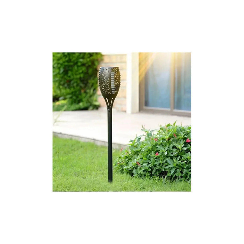 Lámpara De Antorcha Led Solar Para Jardín 4pcs Color Negro
