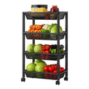 Estante Organizador 4 Pisos Con Ruedas Multiuso Cocina Baño Negro