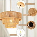 Pantalla Lámpara Colgante Tejido Bambu + Ampolleta De Regalo Beige