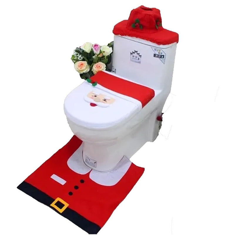 Funda Asiento De Inodoro Navideño Pascua Adorno Wc Baño