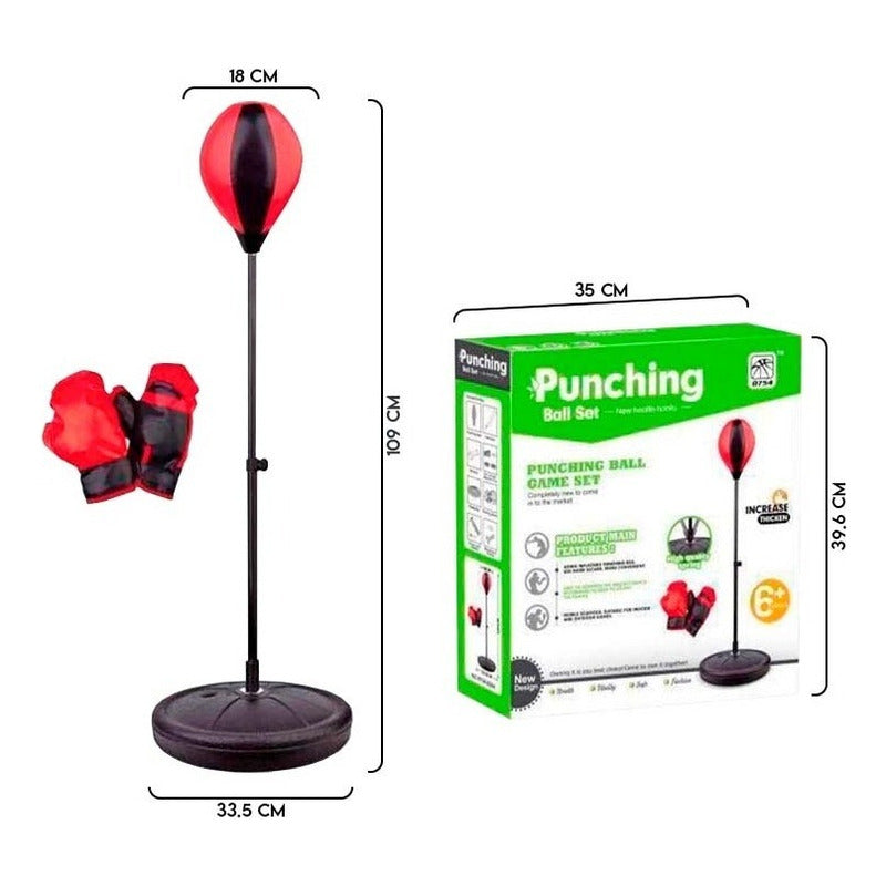 Set De Boxeo Puching Ball Niños Altura Ajustable