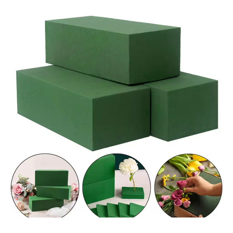 Pack 10 Bloque Espuma Esponja Para Arreglo Floral Verde