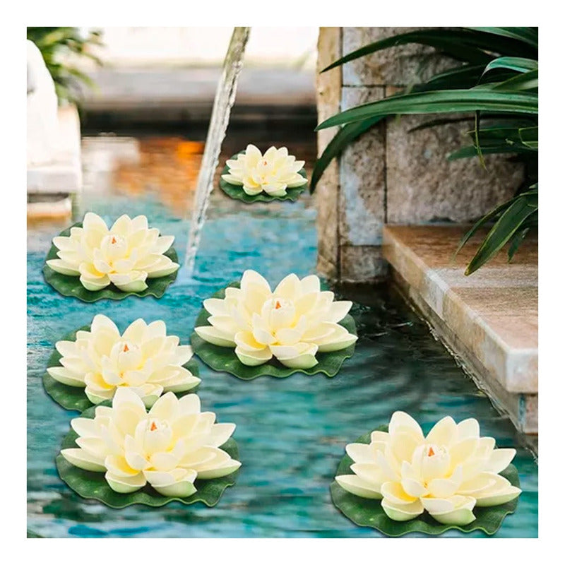 Flor De Loto Artificiales Loto Lirio Cojín Flotante