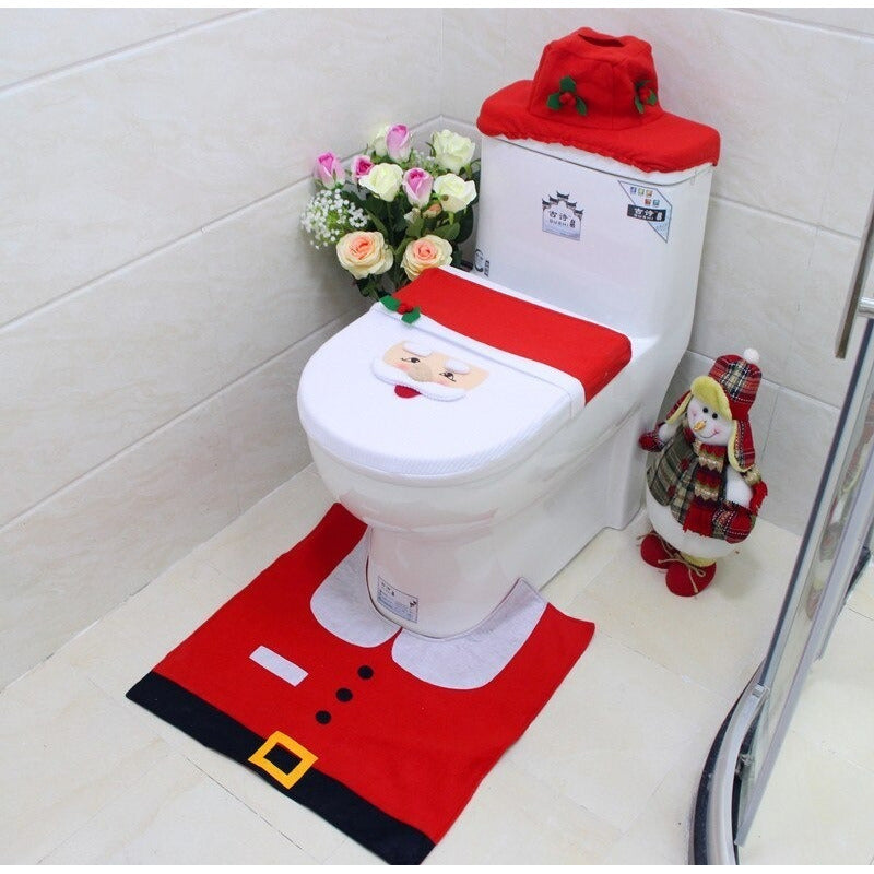 Funda Asiento De Inodoro Navideño Pascua Adorno Wc Baño