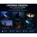 Linterna Frontal Theck 8 Led Recargable Usb-c Para Cabeza Negro