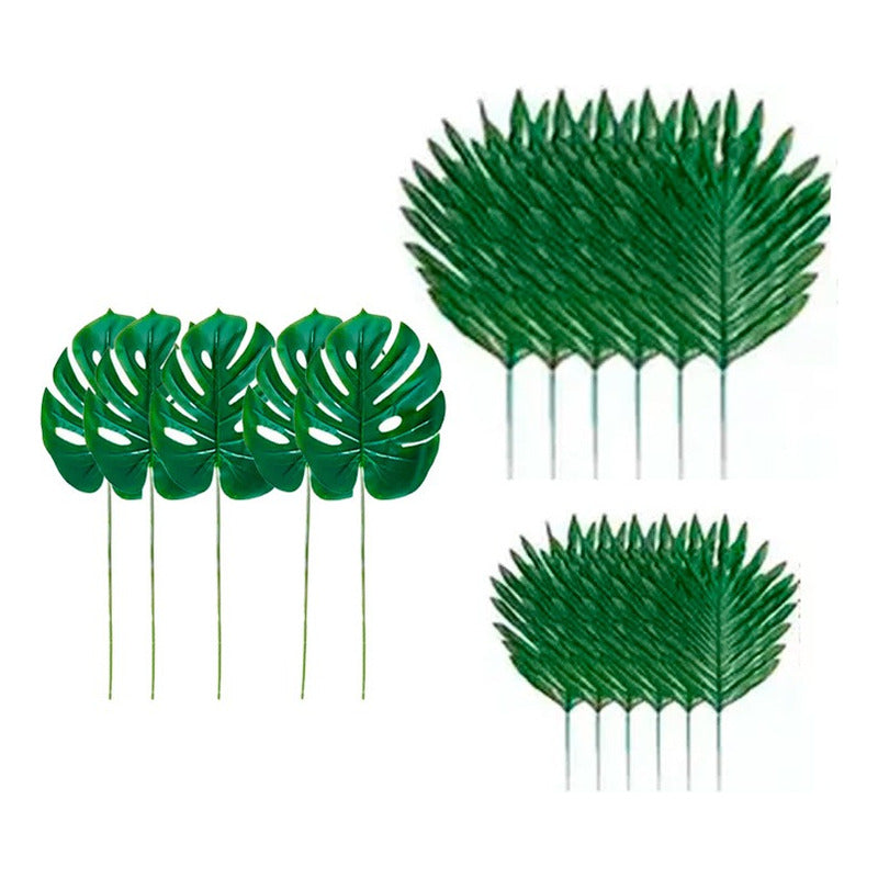 Pack 10 Hojas De Palmera Y Mosntera Artificial Decoracion