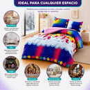 Edredón Infantil 1.5 Plaza Con Funda Diseño Unicornio Theck Rosa Arcoíris