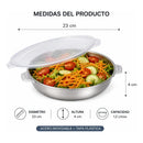 Pack 6 Recipientes Redondos Acero Inoxidable 23cm Con Tapa Gris