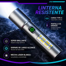 Linterna Portatil Theck Led Luz Blanca Roja Alcance 430m Blanco Negro