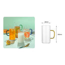 Set 4 Tazas Vidrio Transparente 480ml Asa Color Ecodeco