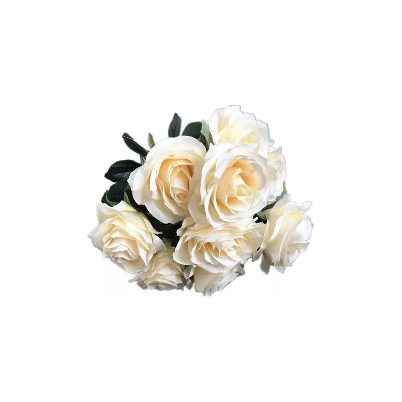 Rosas Decorativo Artificial Ramo Decoración Frondosa Grande