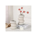Florero Vintage Cerámica Cintura Moderno Blanco Crema