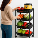 Estante Organizador 4 Pisos Con Ruedas Multiuso Cocina Baño Negro