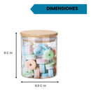 Pack 6 Frascos Vidrio Hermetico Tapa De Bamboo Transparente
