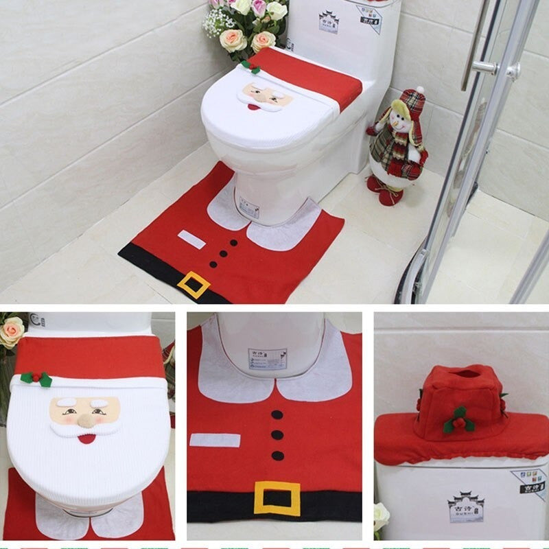 Funda Asiento De Inodoro Navideño Pascua Adorno Wc Baño