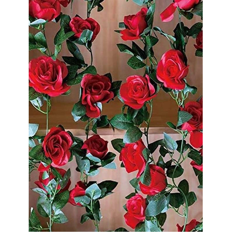 Rosas Rojas Enredadera Flores Decoración Artificial