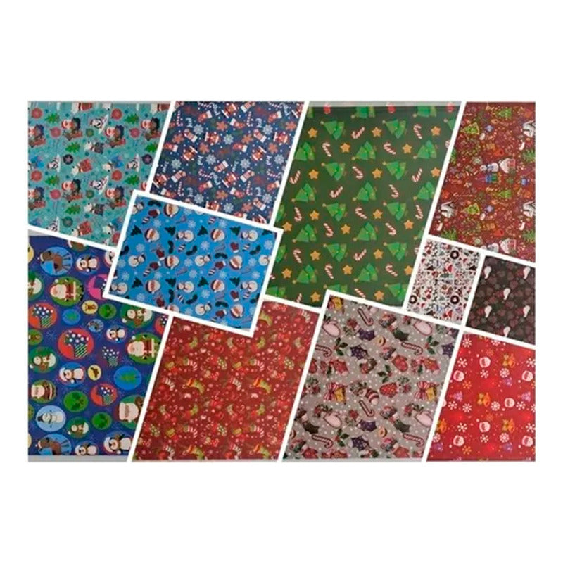 10 Papel De Regalo De Navidad X 10 Pliegos Navideño