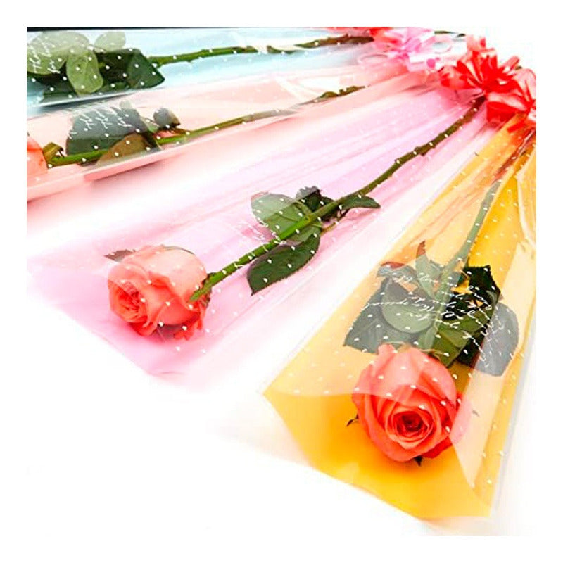 Pack 50 Und Manga Celofán Bolsa Para Flores Arreglos Floral
