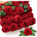 50 Piezas Rosas Cabeza De Rosas Flores Artificiales A Granel Rojo