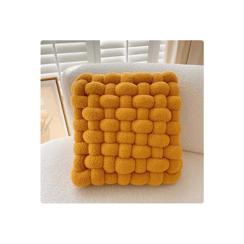 Almohada Trenzada Cojín Con Relleno Algodón Sherpa Cuadrada