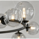 Lámpara Colgante De Techo Rhyna Moderna Ecodeco 15 Luces Con Esferas De Vidrio Transparente Aro Metálico Negro Para Comedor Sala Cocina Isla Iluminación Decorativa Led E27