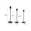 Set De 3 Porta Velas Candelabro Metálico Mónaco Negros Negro