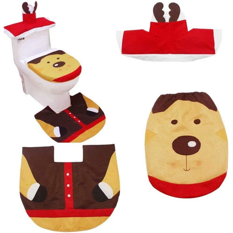 Funda Asiento De Inodoro Navideño Pascua Adorno Wc Baño