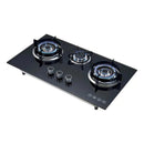 Cocina Encimera A Gas Placa Vidrio Templado 3 Platos Con Chi Negro