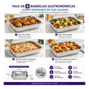4 Bandejas Gastronómicas 1/2 32.5x26.5x6cm Theck Plateado