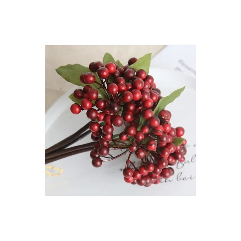 Bayas Ramas Flores Artificiales  Berry Tallos Frondoso