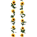 Pack De 2 Girasol Amarillo Guirnalda  Artificial De 210 Cm Amarillo