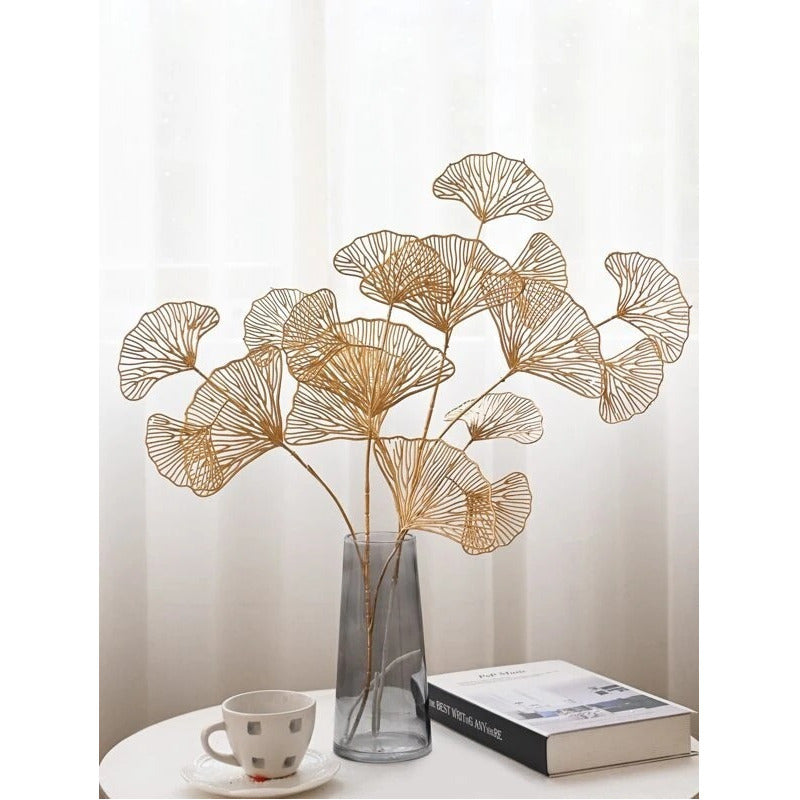 Hojas Huecas Artificiales Dorada Decorativa Vara Grande