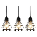 X3 Lámpara Colgante Vintage Metal Forjado Iluminación Negro