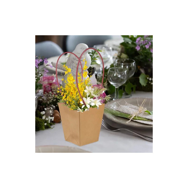 Pack 10 Bolsas Para Arreglo Floral Bolsa Papel Kraft Imperme